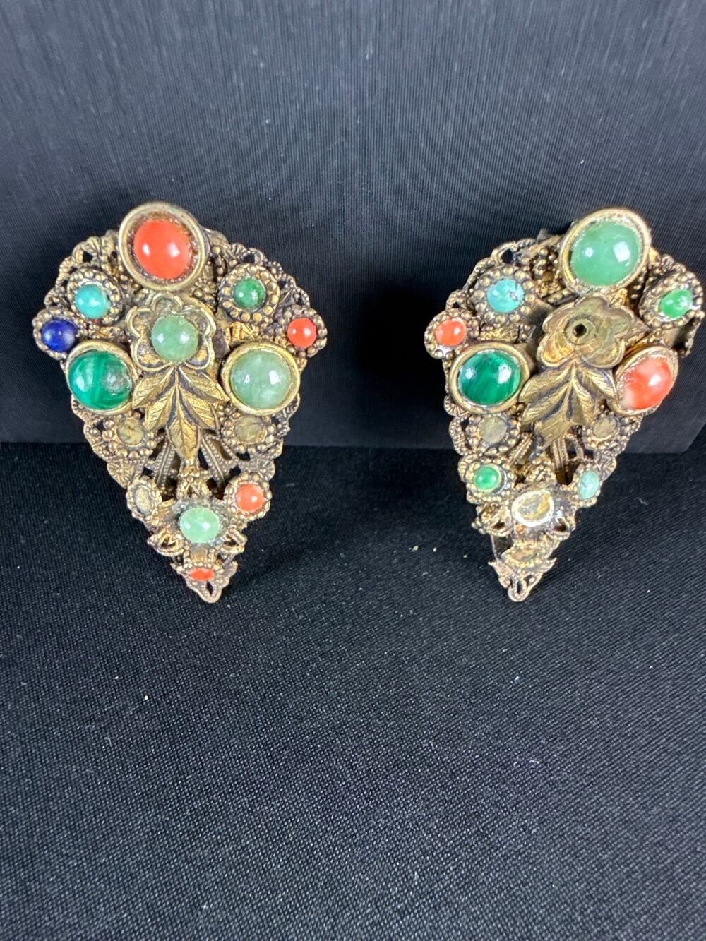 Vintage Goldtone jeweled Dress Clips.